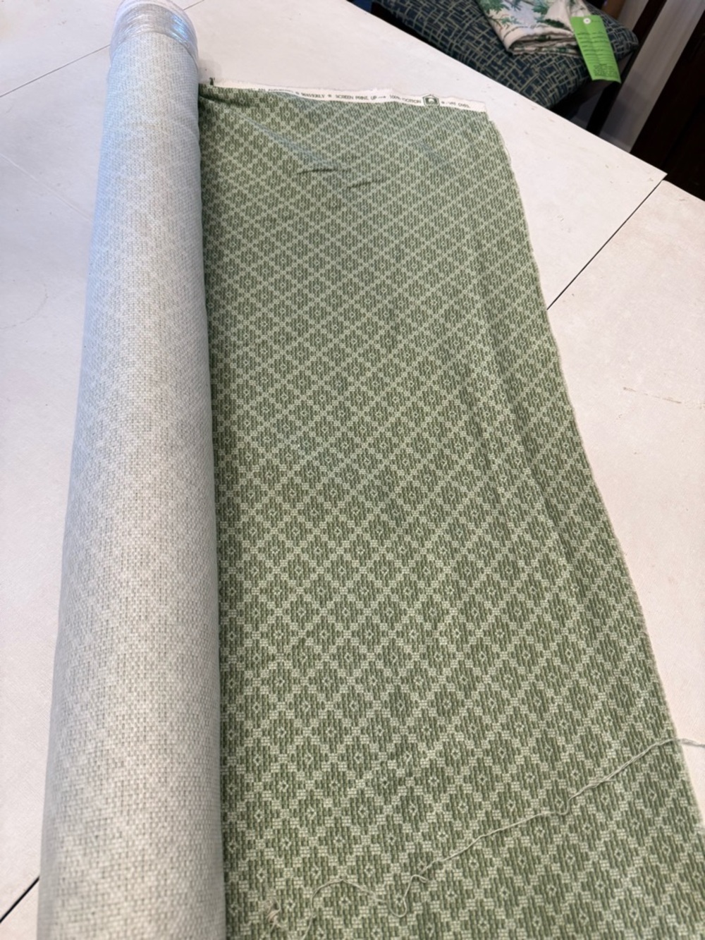 Waverly Sage Green Diamond Lattice Upholstery Fabric